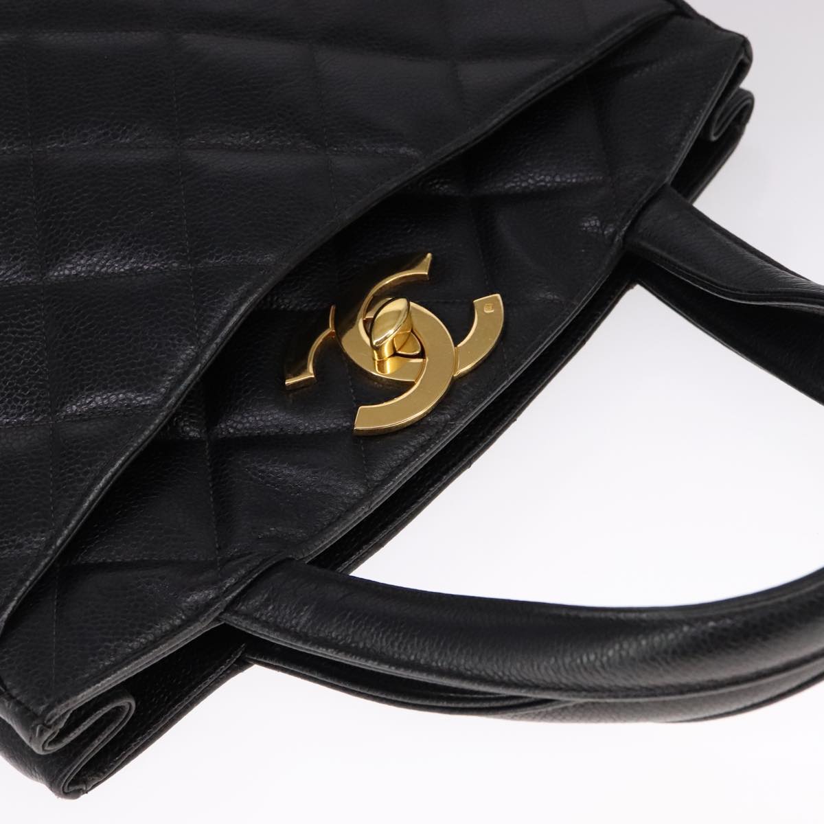 CHANEL Matelasse Tote Bag Caviar Skin Black CC 107636