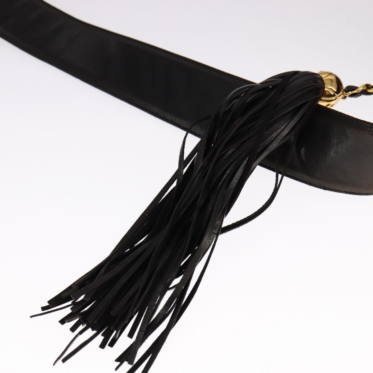 CHANEL Matelasse Chain Hand Bag Lamb Skin Black CC 107642