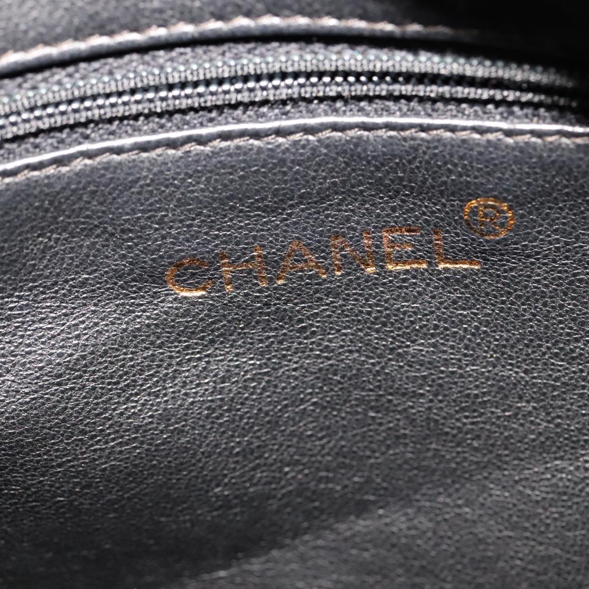 CHANEL Matelasse Chain Hand Bag Lamb Skin Black CC 107642
