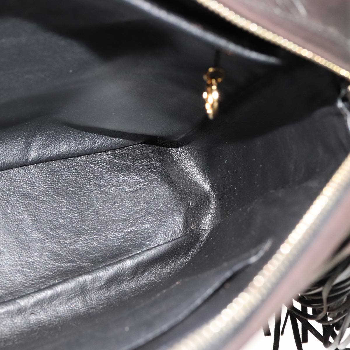 CHANEL Matelasse Chain Hand Bag Lamb Skin Black CC 107642