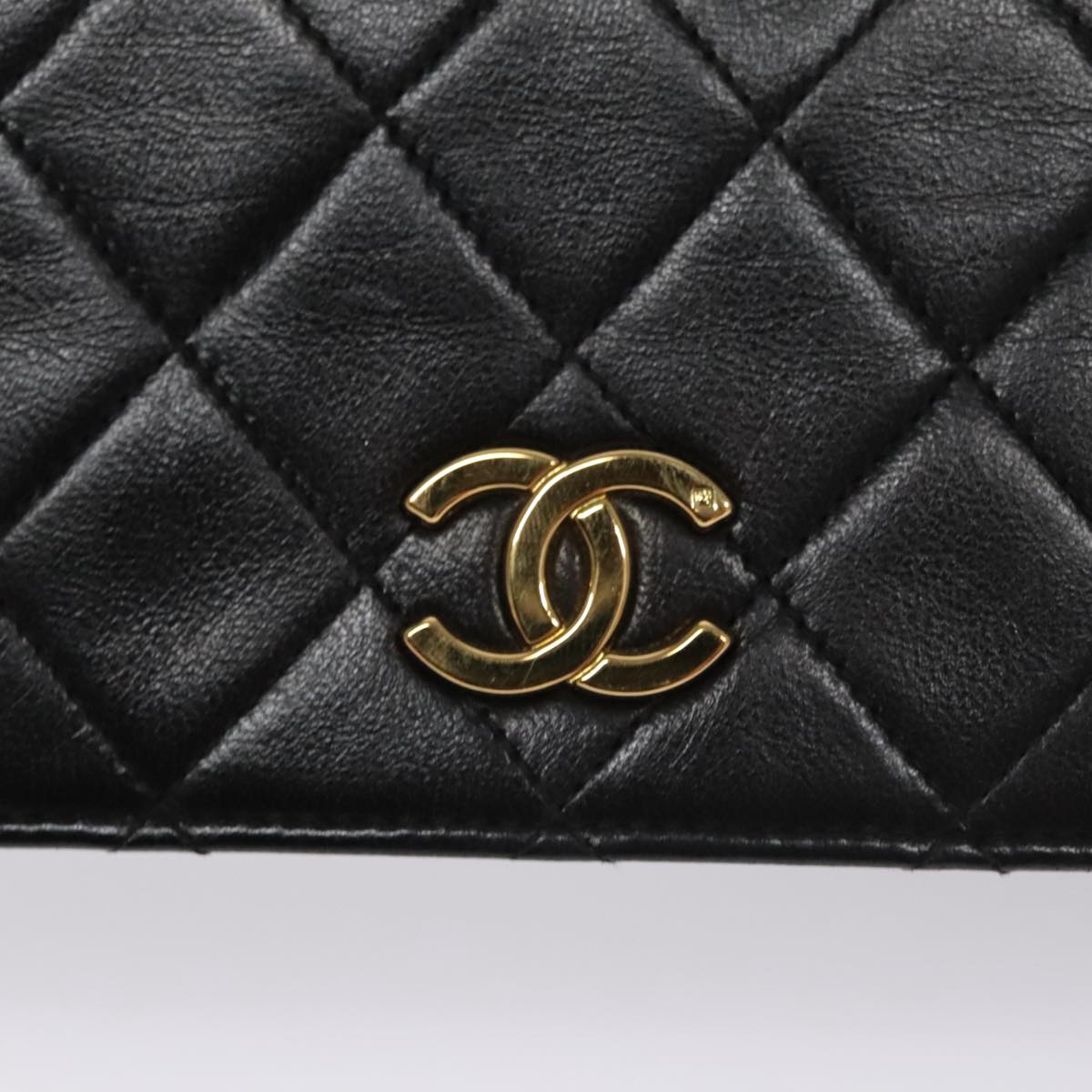 CHANEL Matelasse Chain Shoulder Bag Lamb Skin Black Gold CC 107645
