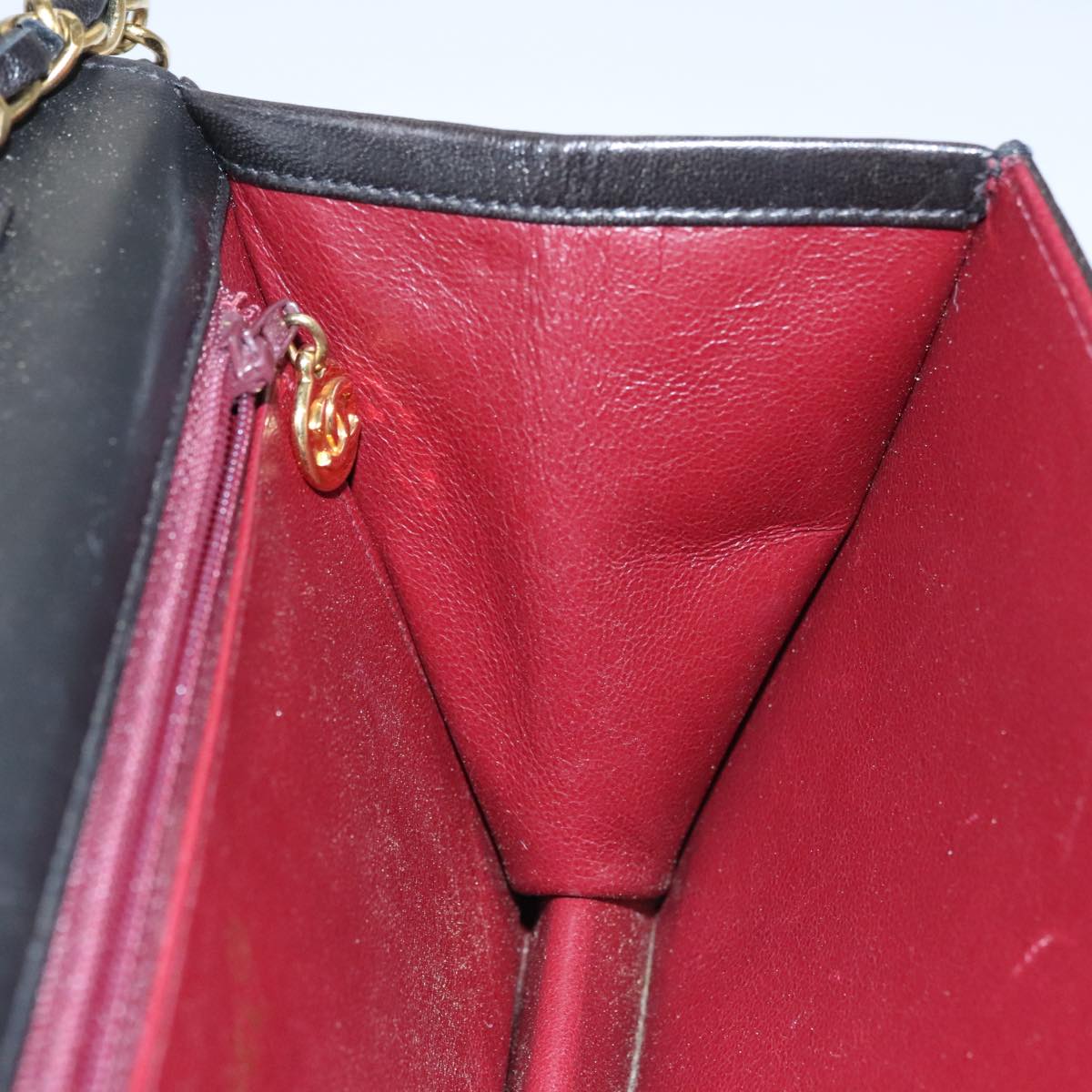CHANEL Matelasse Chain Shoulder Bag Lamb Skin Black Gold CC 107645