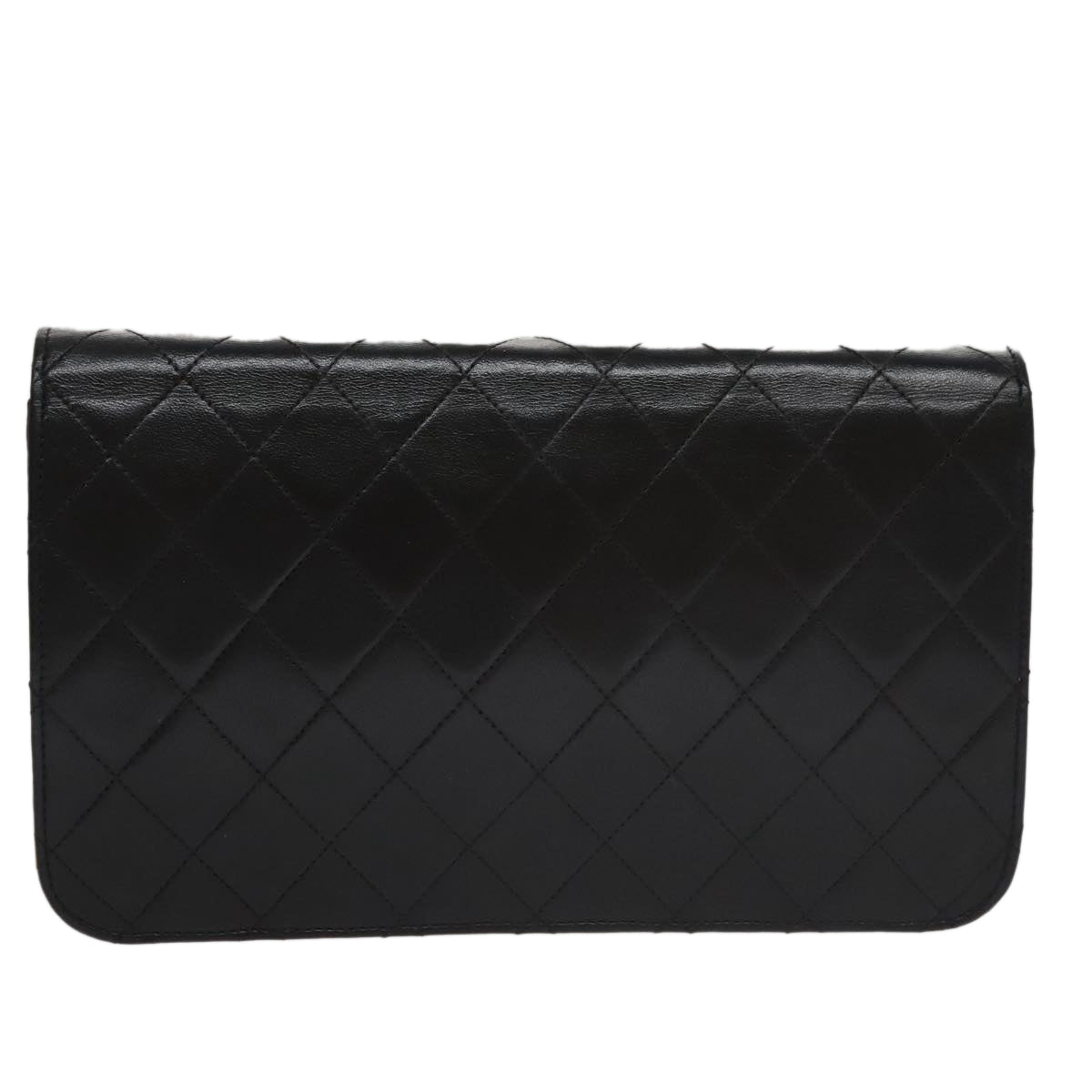 CHANEL Matelasse Chain Shoulder Bag Lamb Skin Black Gold CC 107645