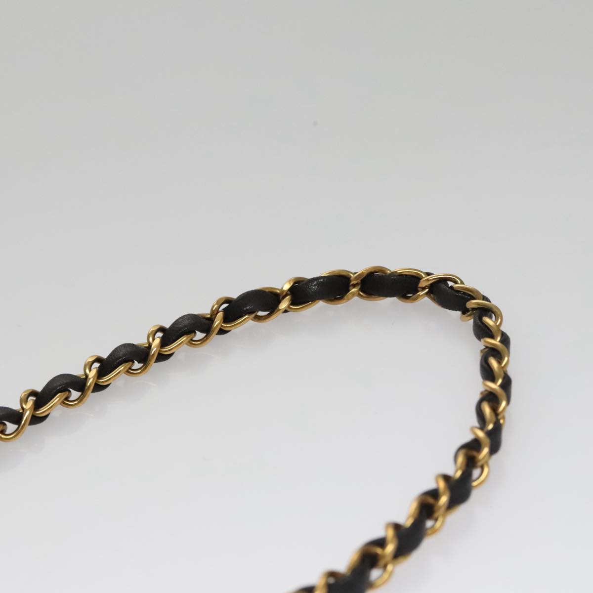 CHANEL Matelasse Chain Shoulder Bag Lamb Skin Black Gold CC 107645