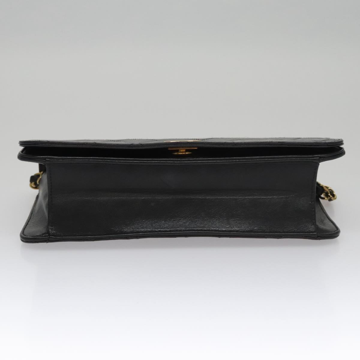 CHANEL Matelasse Chain Shoulder Bag Lamb Skin Black Gold CC 107645