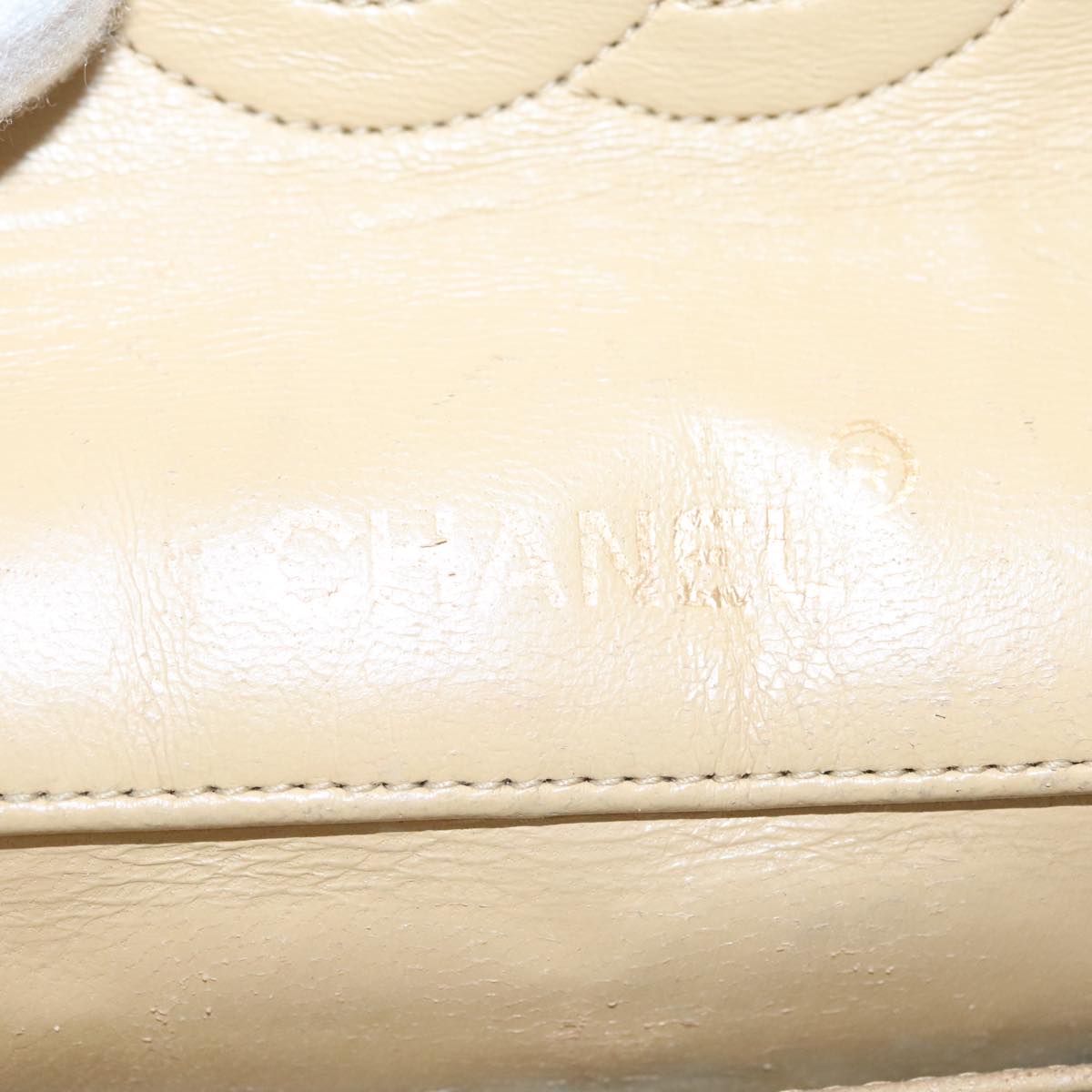 CHANEL Matelasse Chain Shoulder Bag Lamb Skin Beige Gold black CC 107648