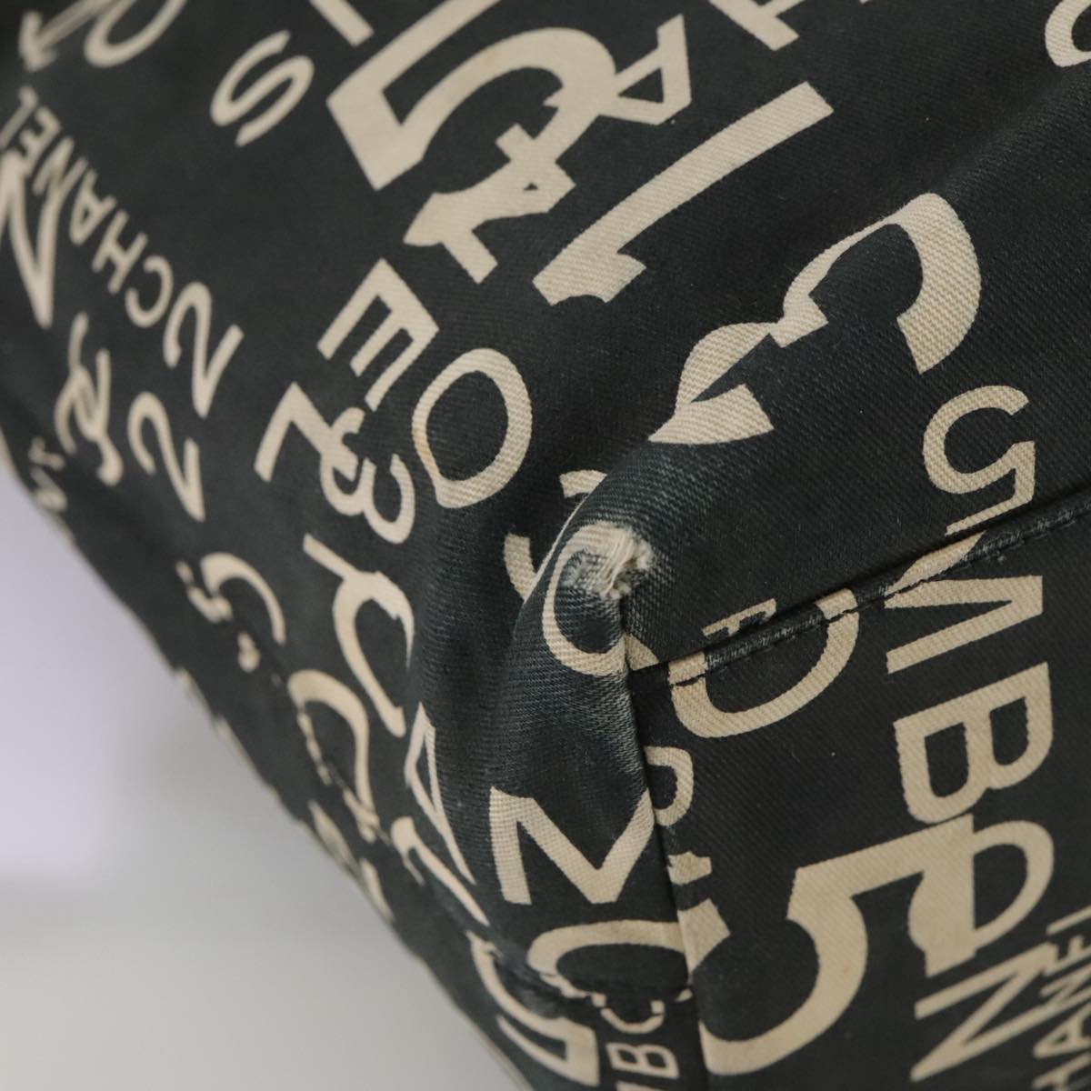 CHANEL Bysy line Tote Bag Canvas Black CC 107835