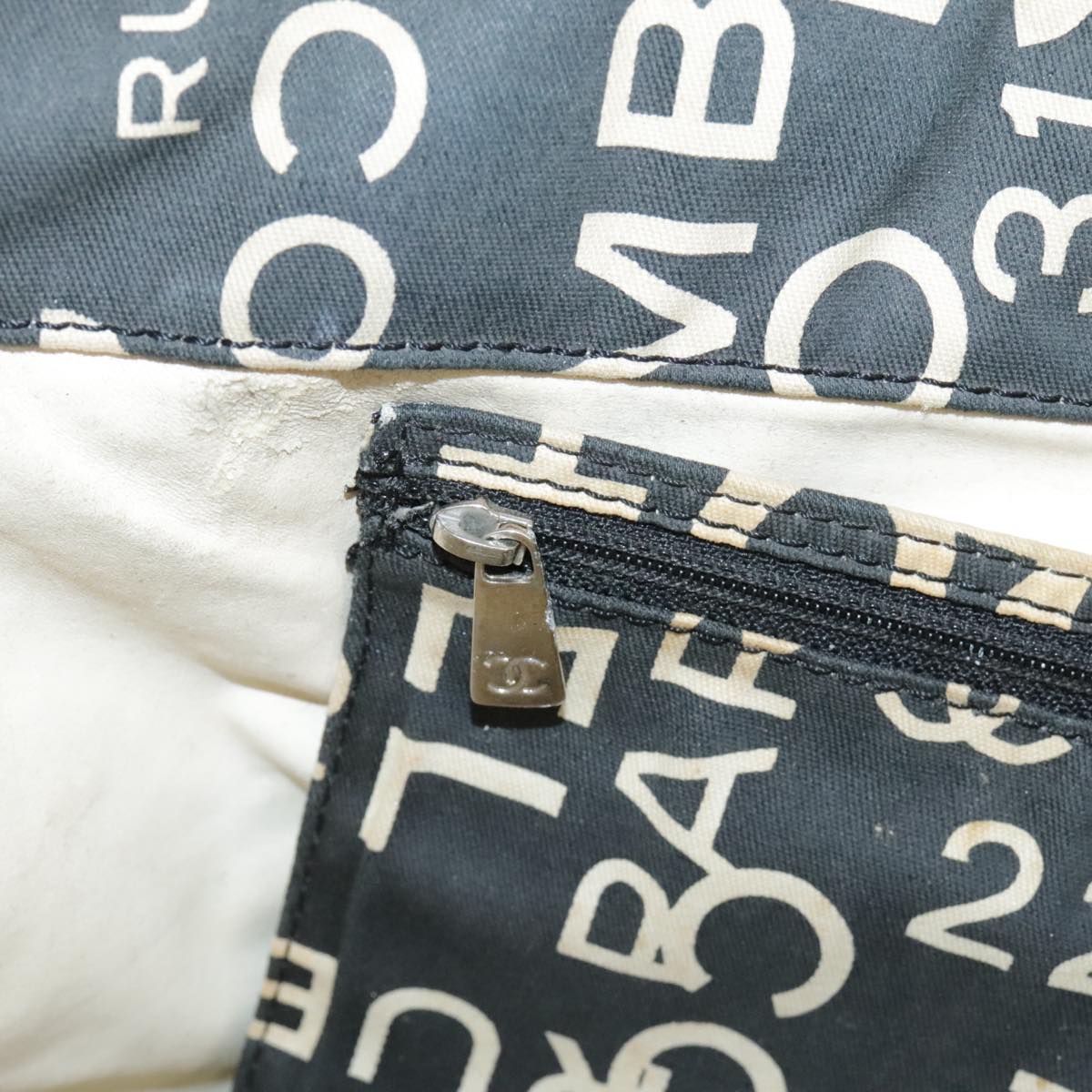 CHANEL Bysy line Tote Bag Canvas Black CC 107835