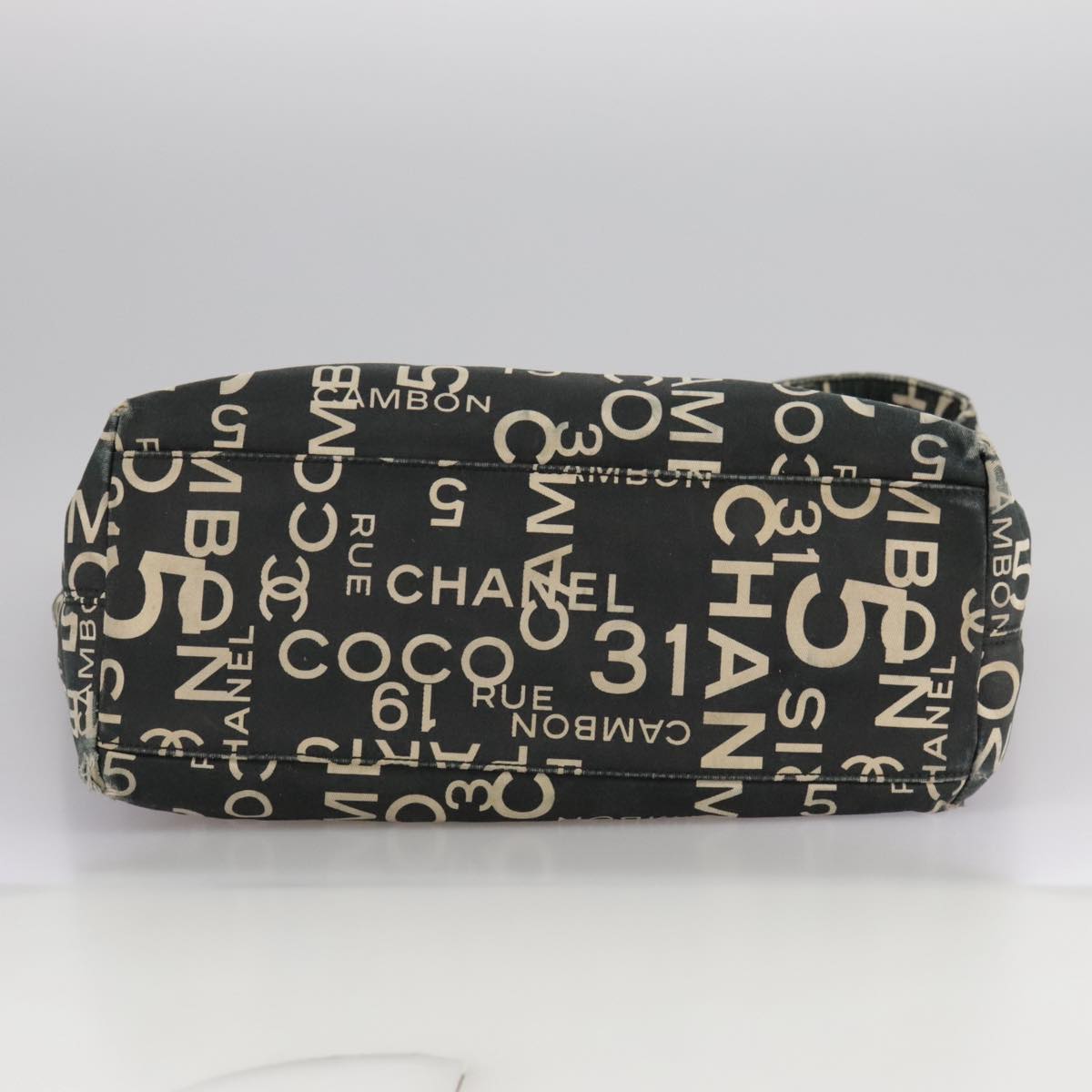 CHANEL Bysy line Tote Bag Canvas Black CC 107835
