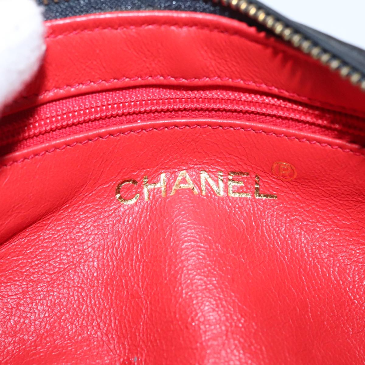 CHANEL Matelasse Pouch Nylon Black Gold CC 107851