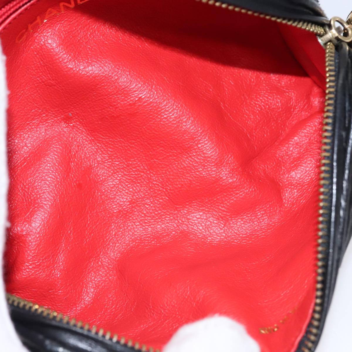 CHANEL Matelasse Pouch Nylon Black Gold CC 107851