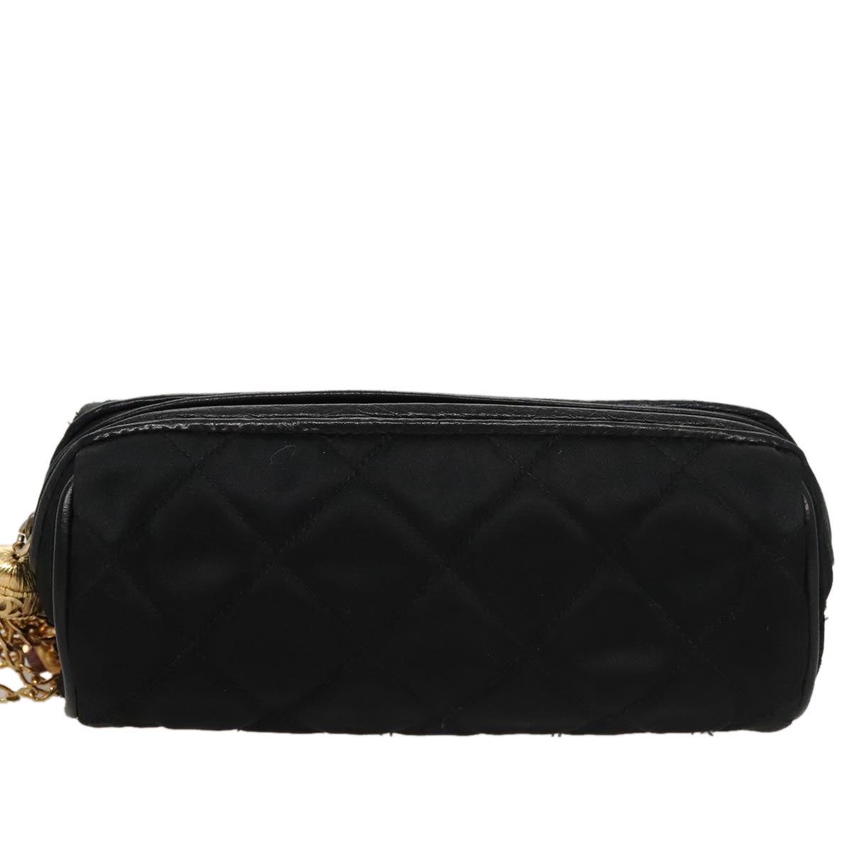 CHANEL Matelasse Pouch Nylon Black Gold CC 107851