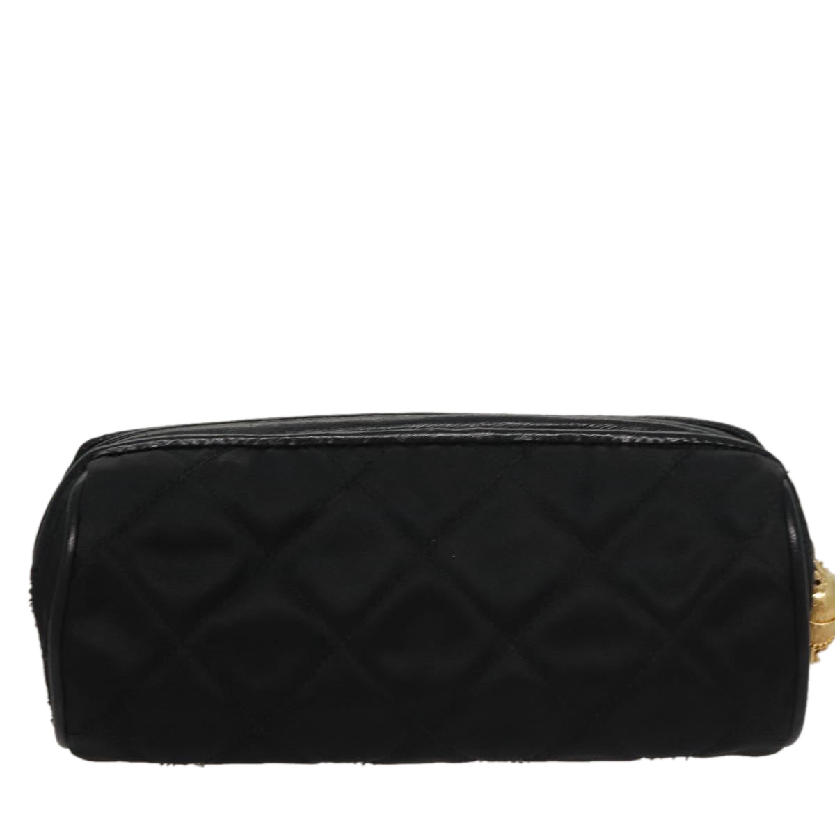 CHANEL Matelasse Pouch Nylon Black Gold CC 107851