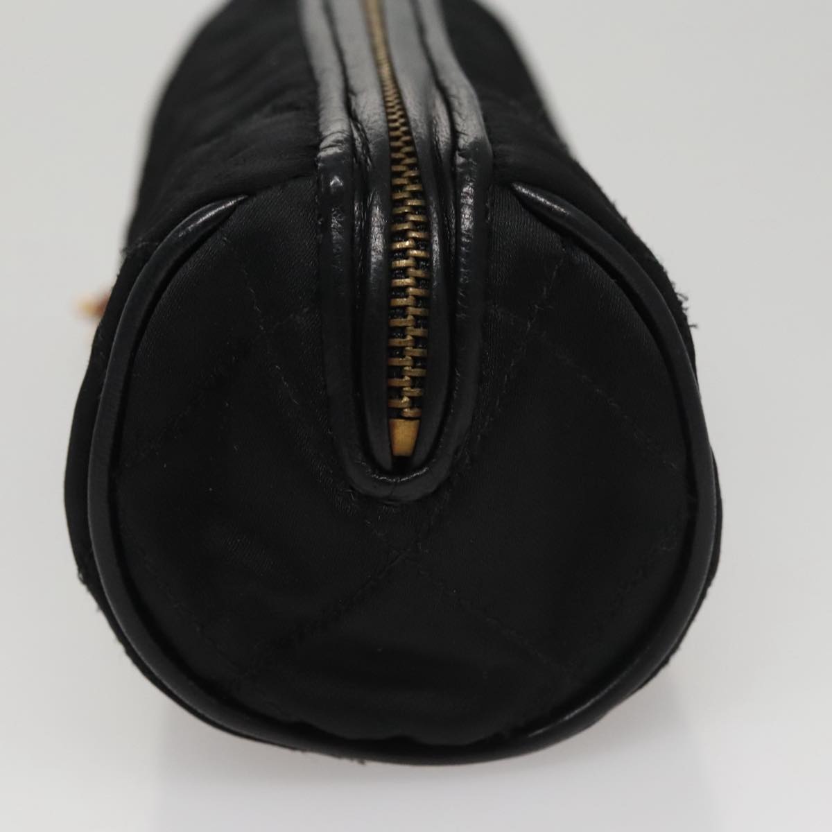 CHANEL Matelasse Pouch Nylon Black Gold CC 107851