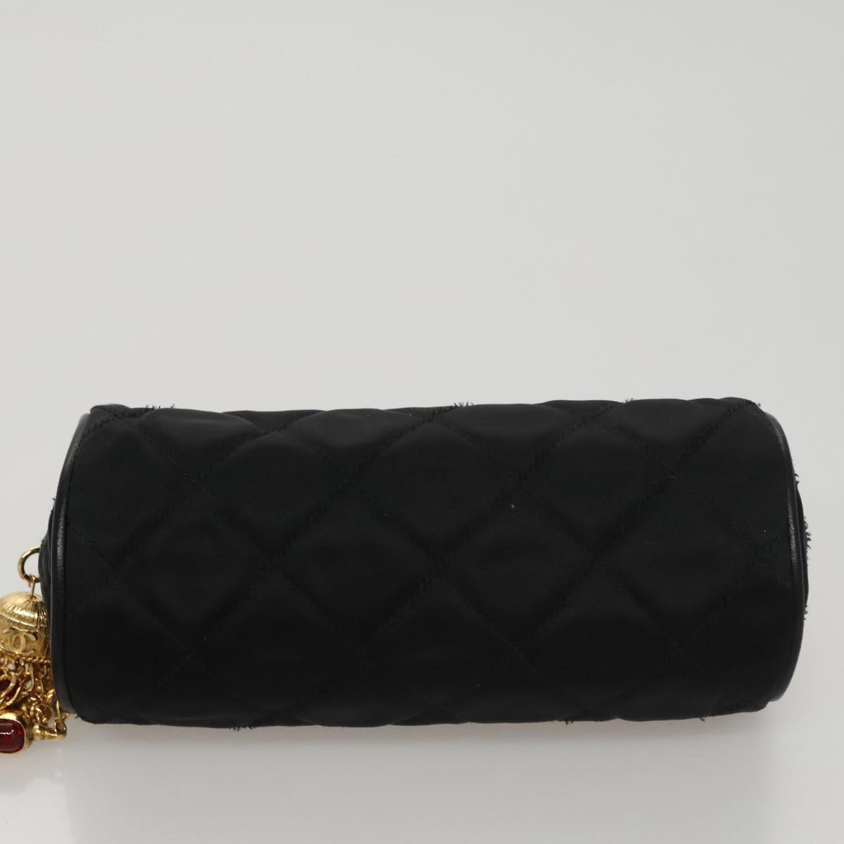 CHANEL Matelasse Pouch Nylon Black Gold CC 107851