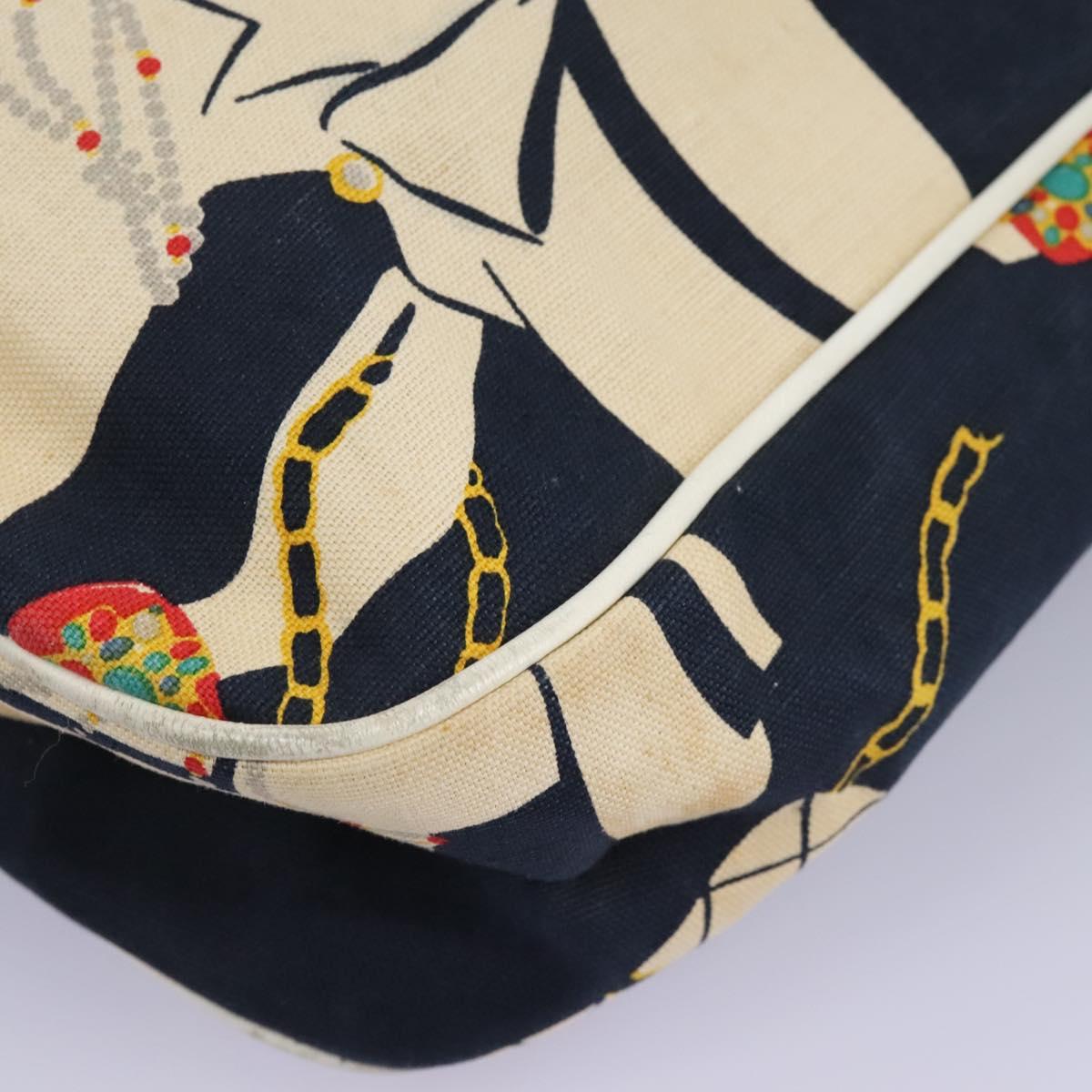 CHANEL Shoulder Bag Canvas Navy CC 107861