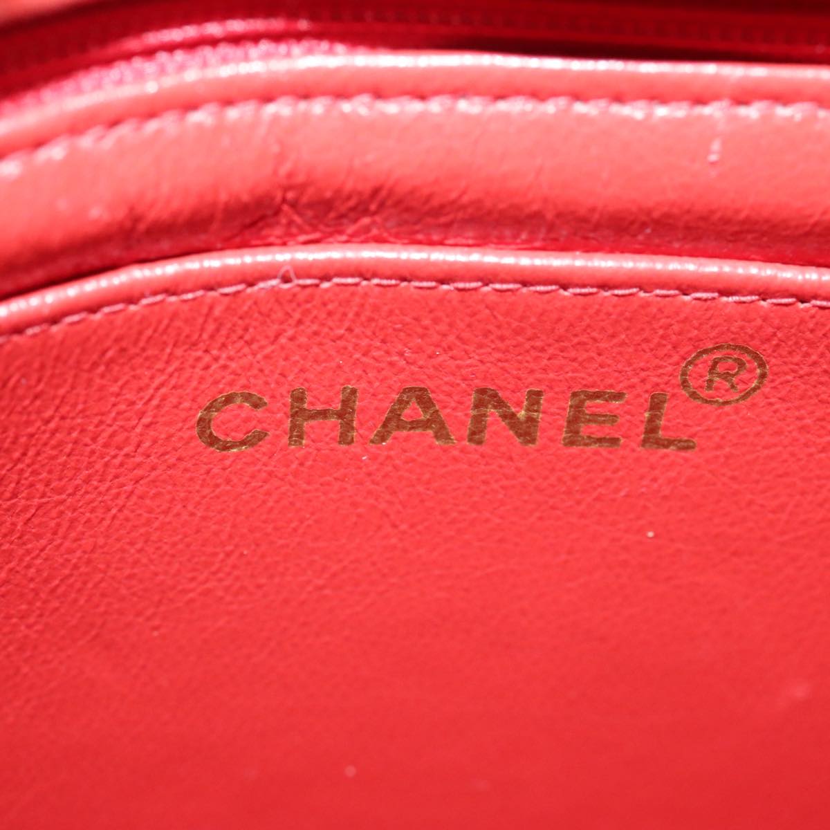CHANEL Matelasse Chain Shoulder Bag Lamb Skin Orange Gold CC 107881A