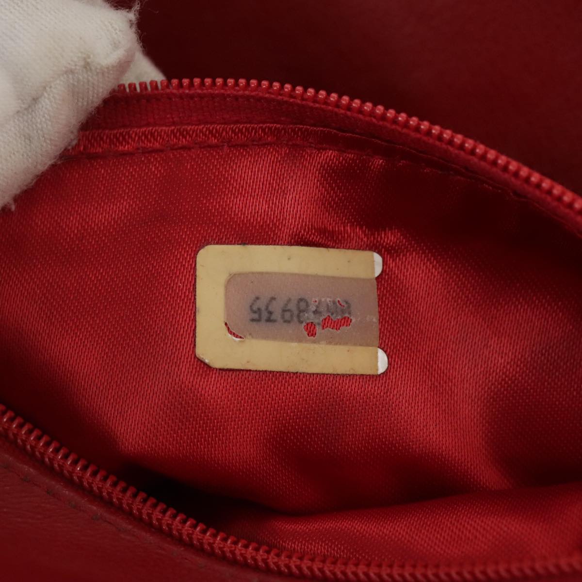 CHANEL Chain Flower Shoulder Bag Leather Red Gold CC 107981
