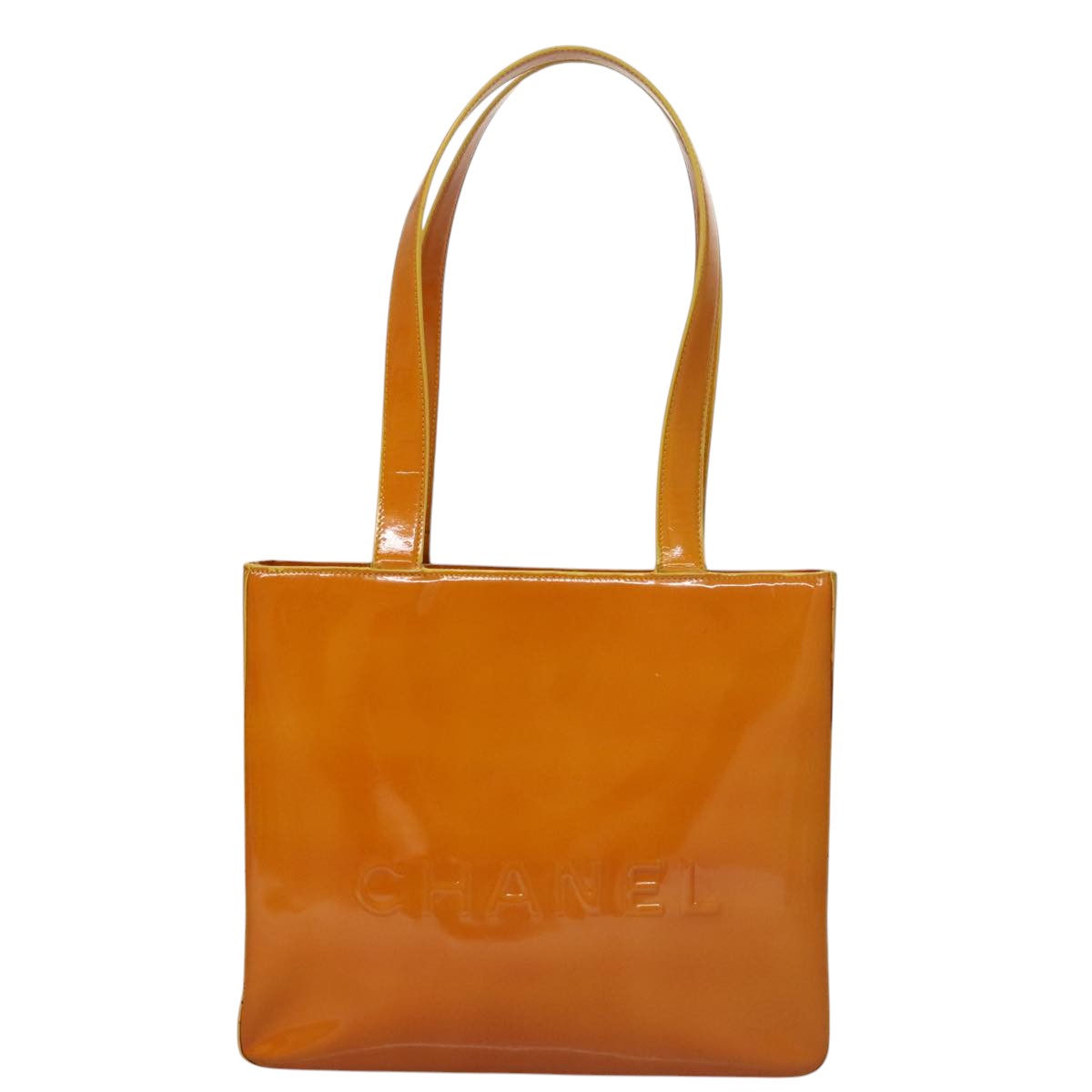 CHANEL Tote Bag Enamel Yellow Gold CC 108002
