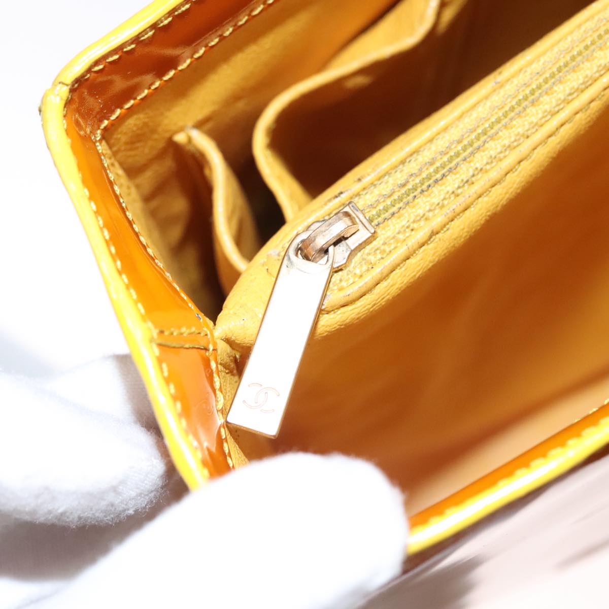 CHANEL Tote Bag Enamel Yellow Gold CC 108002