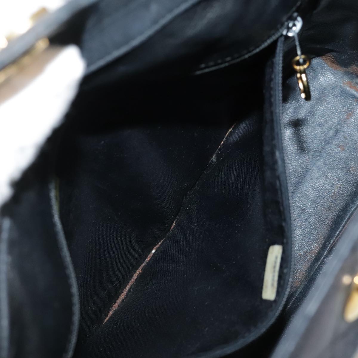 CHANEL Matelasse Shoulder Bag Lamb Skin Black Gold CC 108071