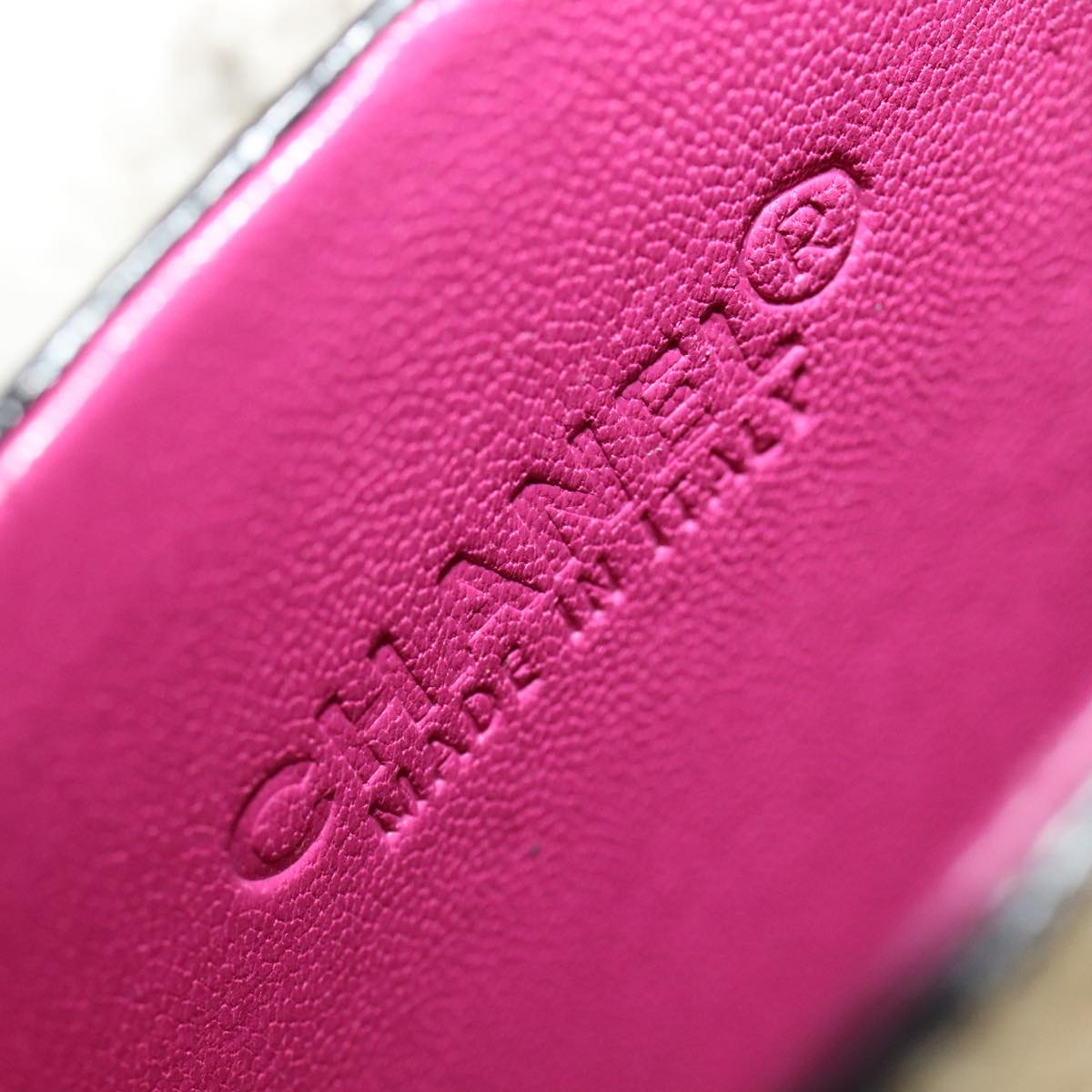 CHANEL Chain Shoulder Cigarette Case Leather Pink CC 108163