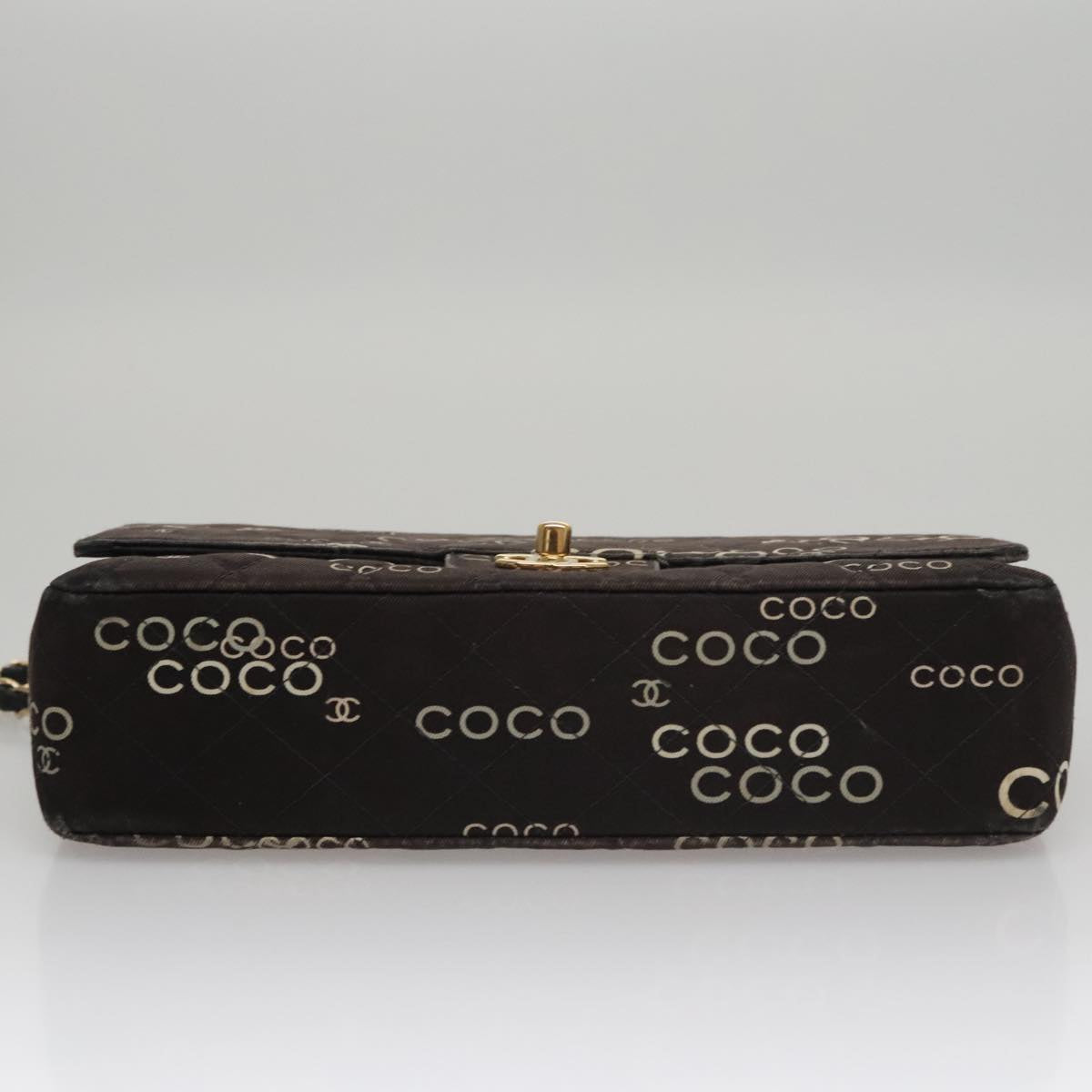 CHANEL Matelasse Chain Shoulder Bag Canvas Black Gold CC 108396