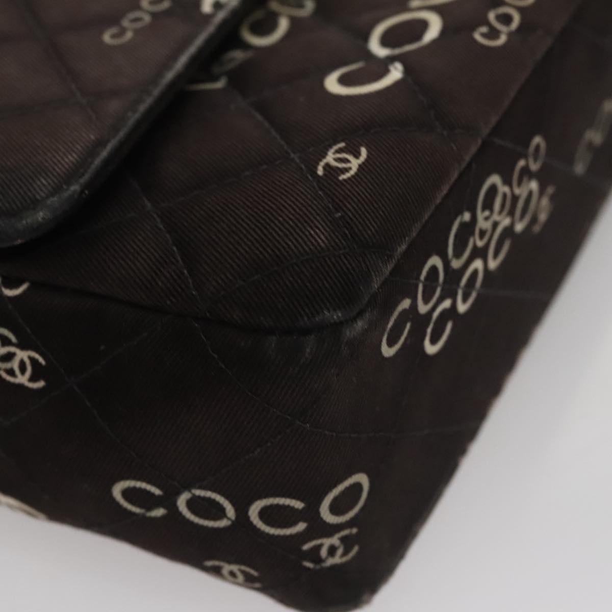 CHANEL Matelasse Chain Shoulder Bag Canvas Black Gold CC 108396
