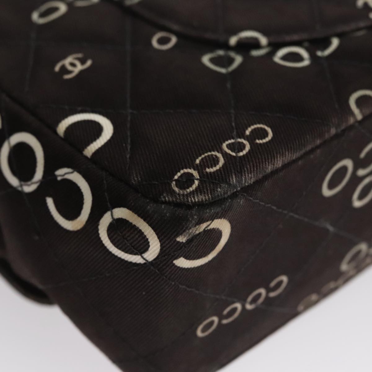 CHANEL Matelasse Chain Shoulder Bag Canvas Black Gold CC 108396