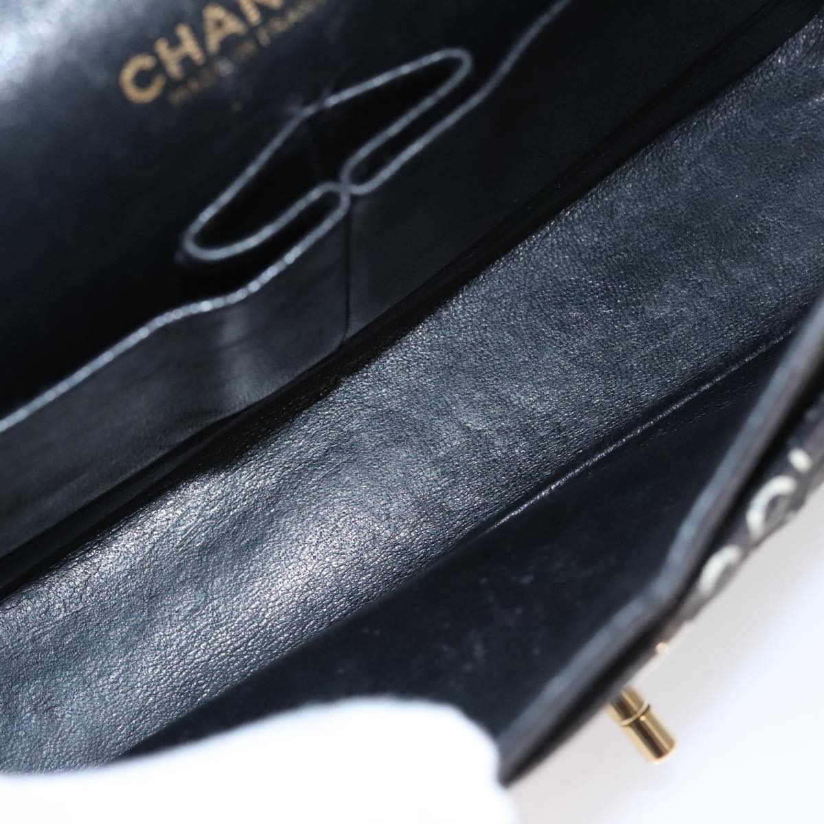 CHANEL Matelasse Chain Shoulder Bag Canvas Black Gold CC 108396