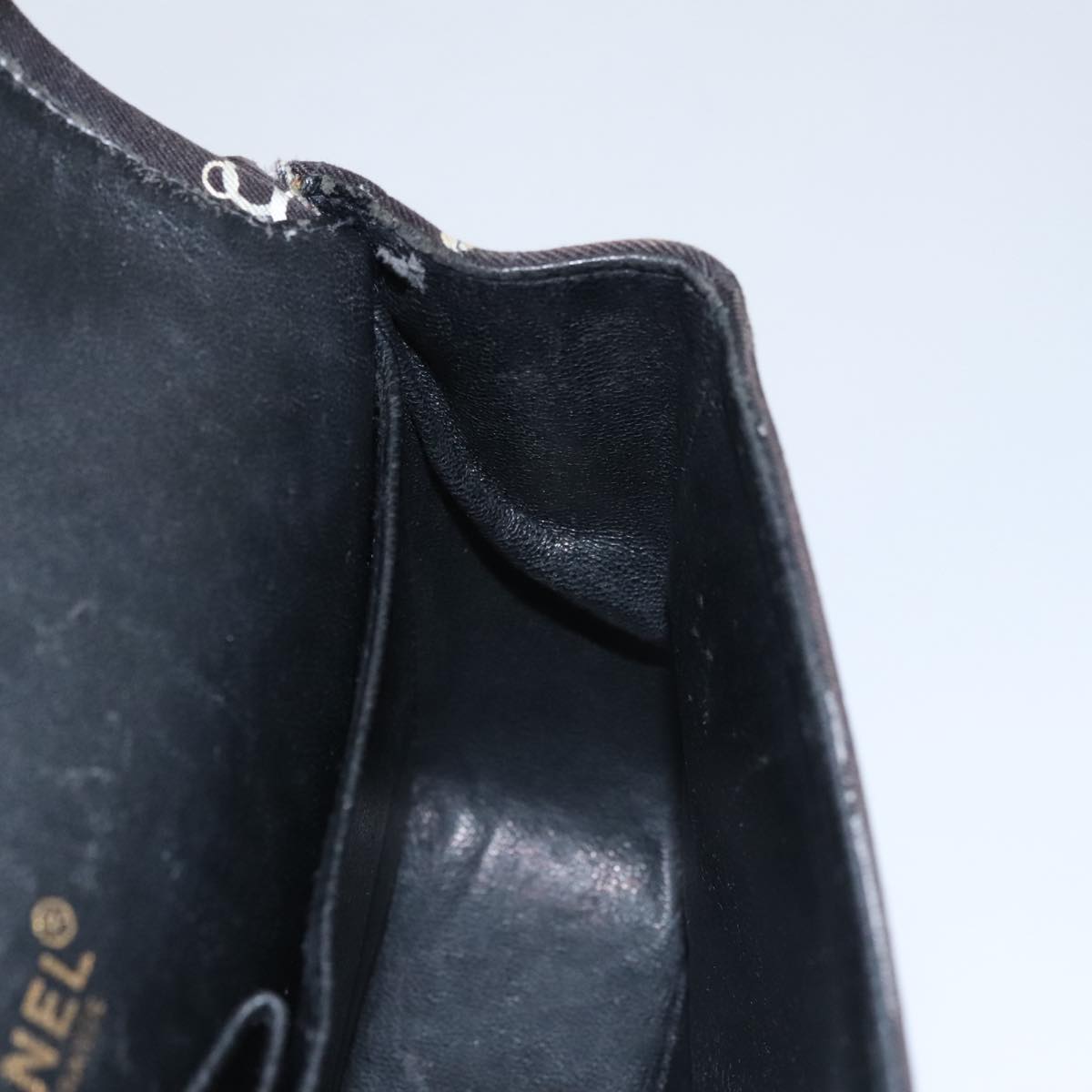 CHANEL Matelasse Chain Shoulder Bag Canvas Black Gold CC 108396