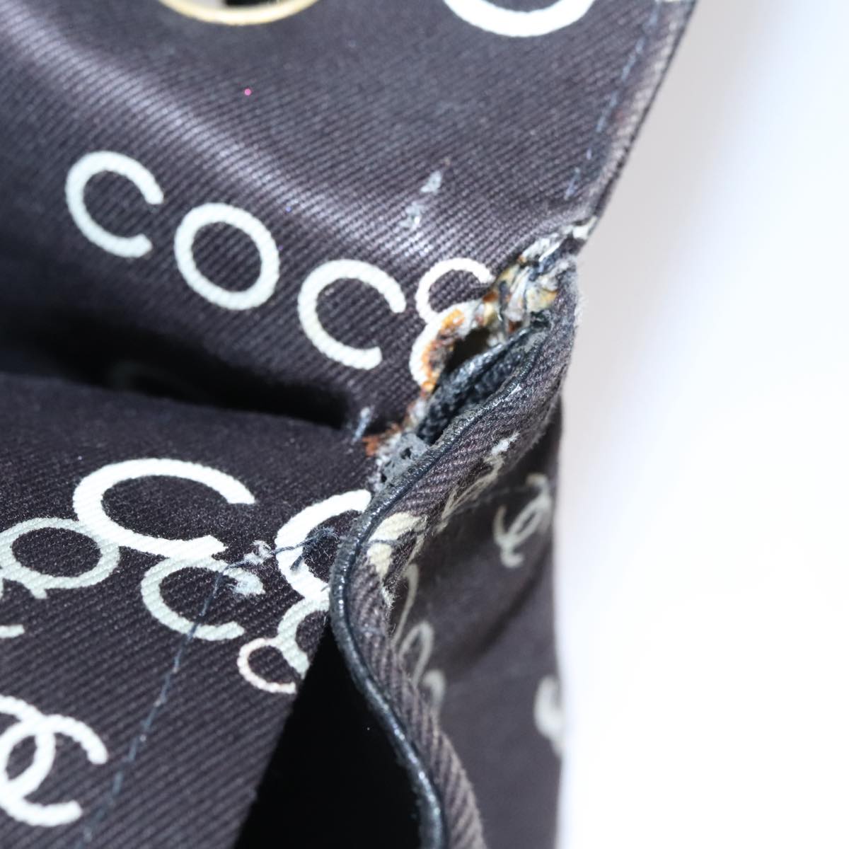 CHANEL Matelasse Chain Shoulder Bag Canvas Black Gold CC 108396
