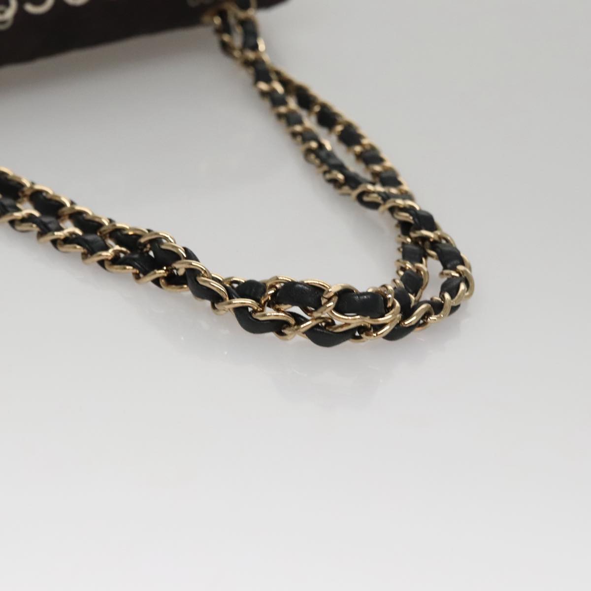 CHANEL Matelasse Chain Shoulder Bag Canvas Black Gold CC 108396
