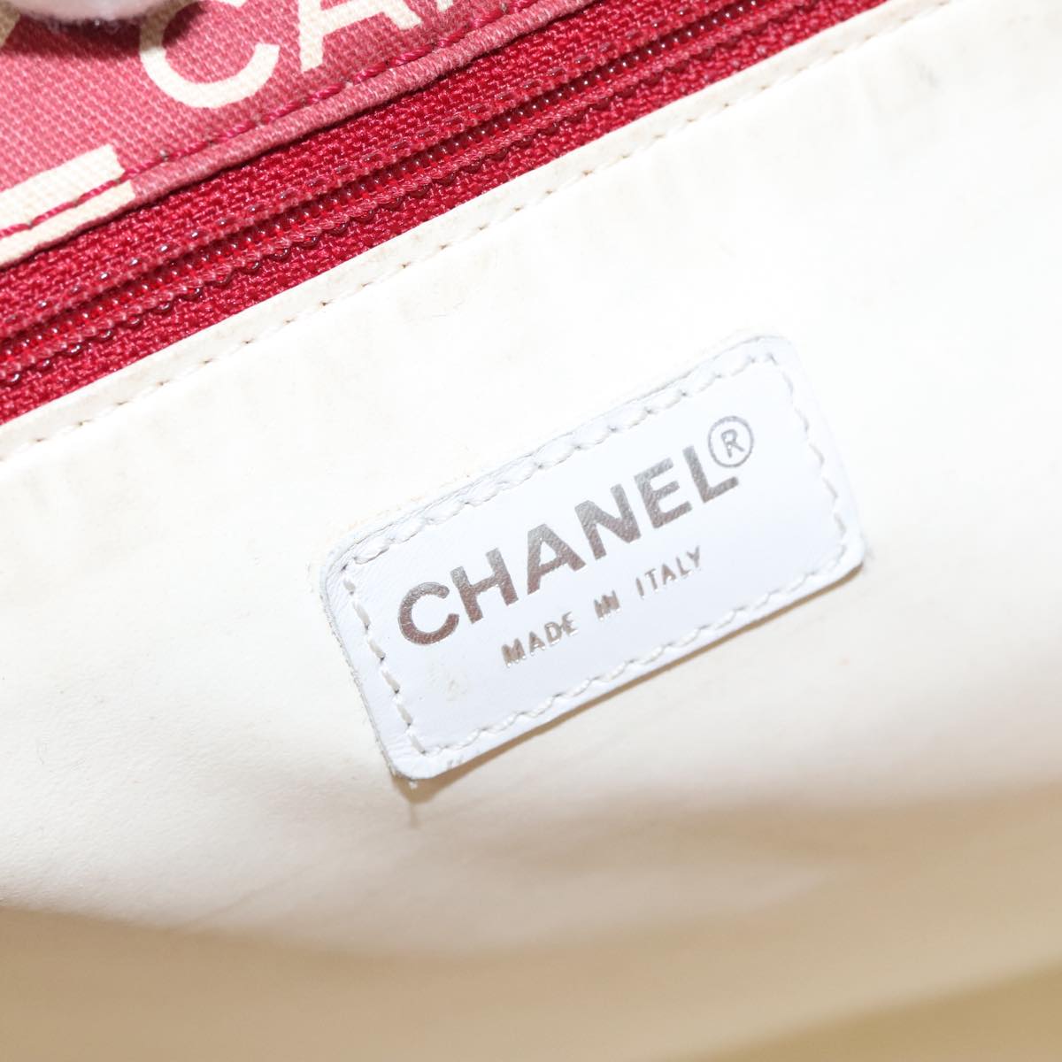 CHANEL Bysy line Tote Bag Canvas Red CC 108610