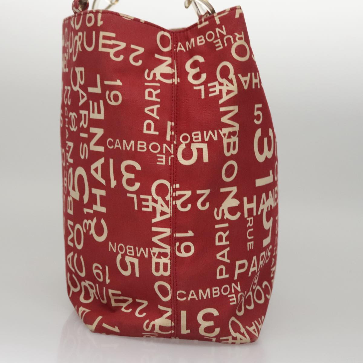 CHANEL Bysy line Tote Bag Canvas Red CC 108610