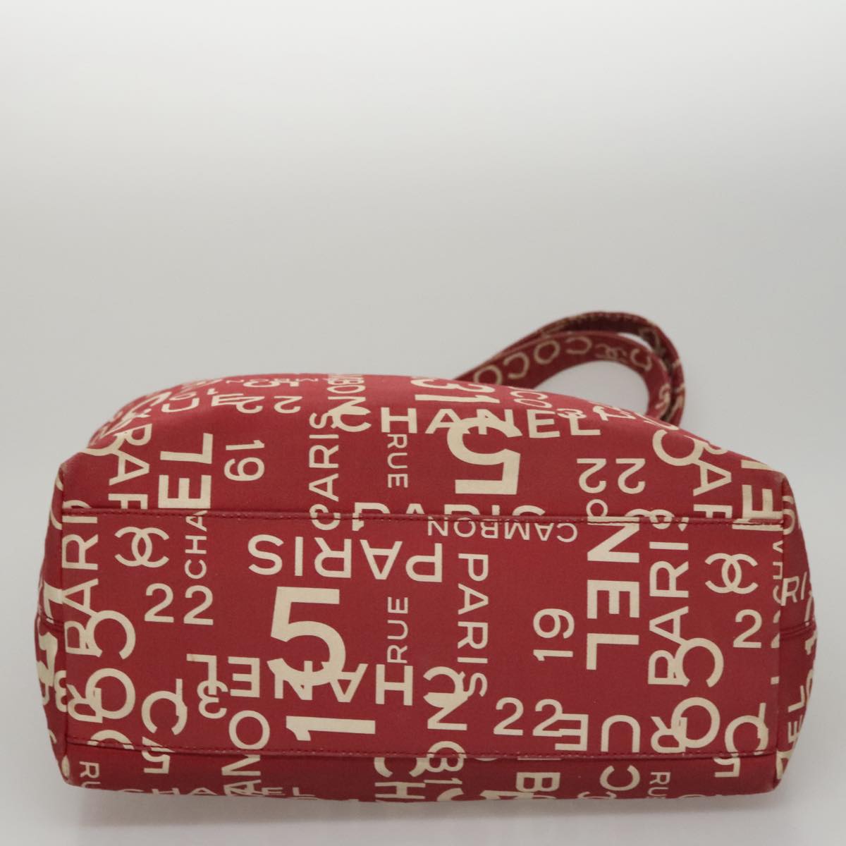 CHANEL Bysy line Tote Bag Canvas Red CC 108610