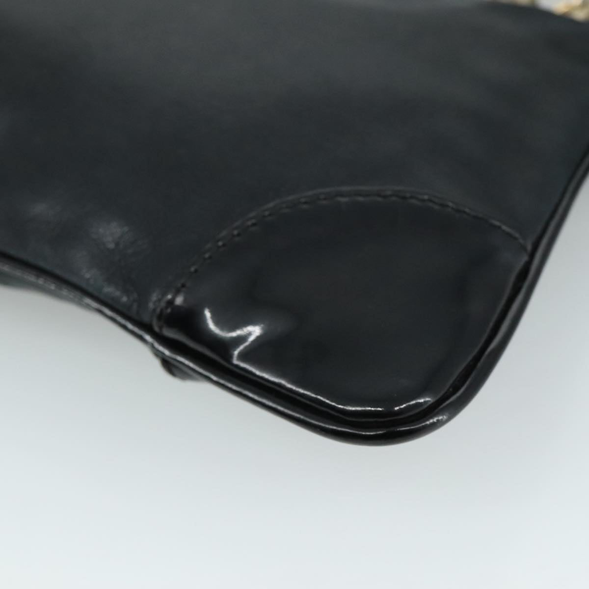 CHANEL Camelia Clutch Bag Lamb Skin Black Silver CC 108816