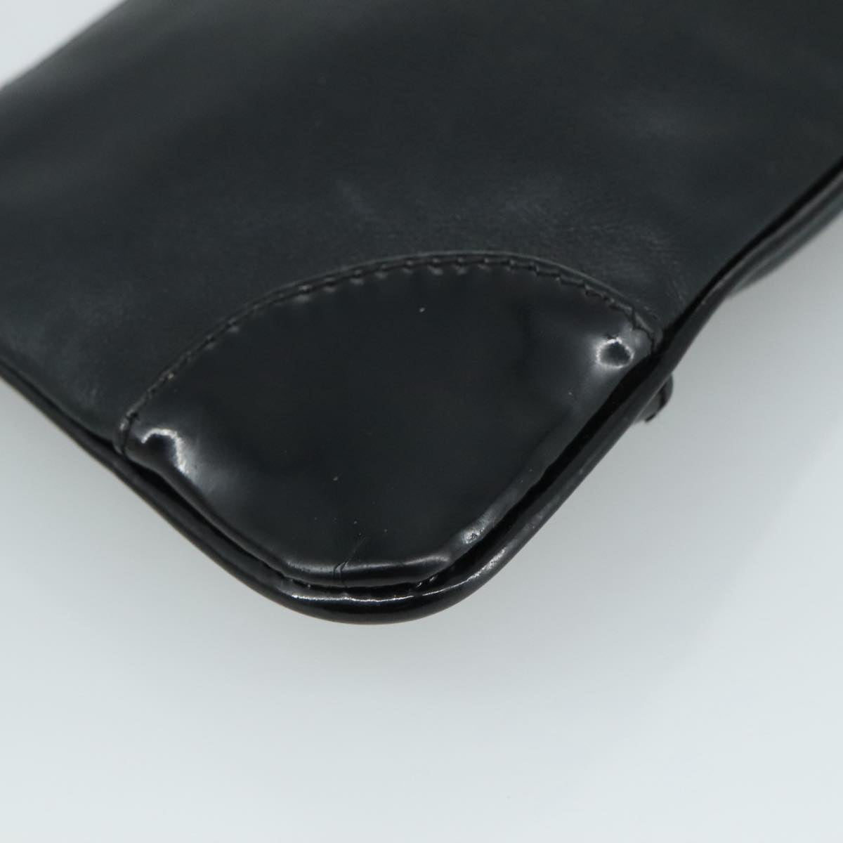 CHANEL Camelia Clutch Bag Lamb Skin Black Silver CC 108816