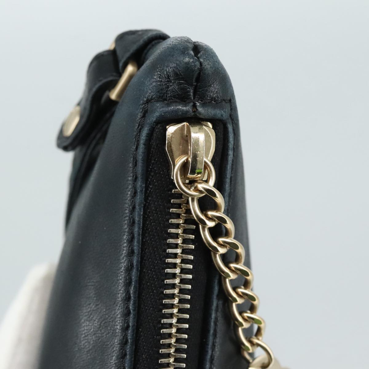 CHANEL Camelia Clutch Bag Lamb Skin Black Silver CC 108816