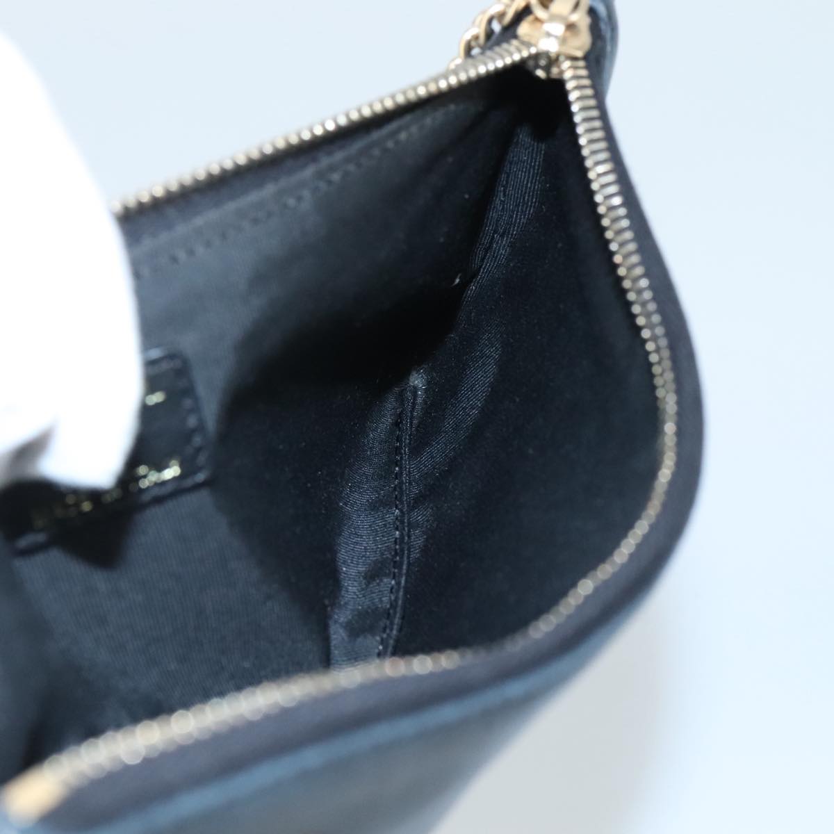 CHANEL Camelia Clutch Bag Lamb Skin Black Silver CC 108816