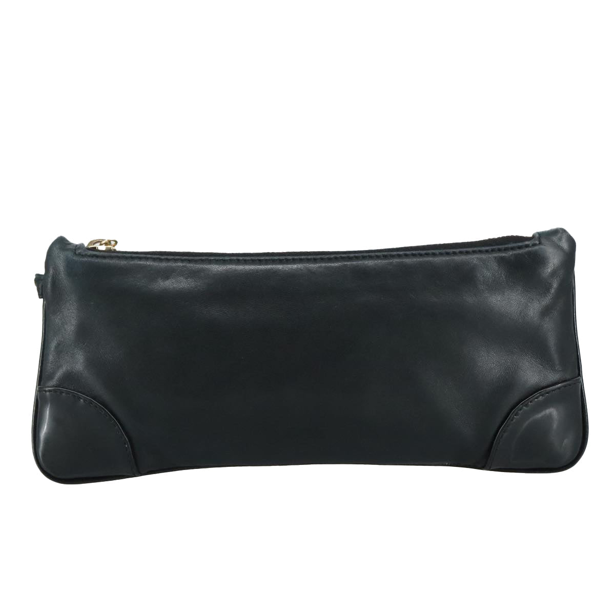 CHANEL Camelia Clutch Bag Lamb Skin Black Silver CC 108816