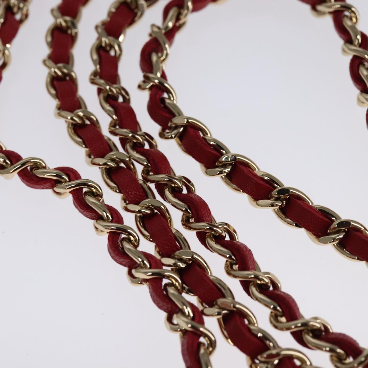 CHANEL Small Box Matelasse Chain Pouch Lamb Skin Red CC 108916A