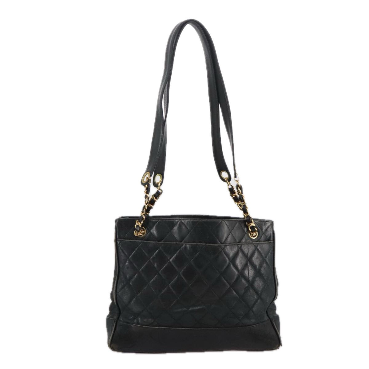 CHANEL Matelasse Chain Shoulder Bag Leather Gold Black CC 108965