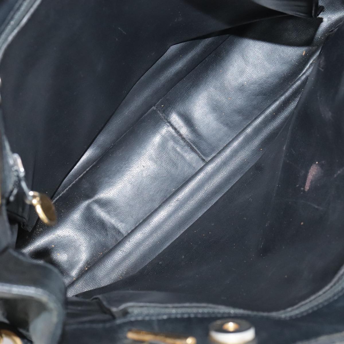 CHANEL Matelasse Chain Shoulder Bag Leather Gold Black CC 108965