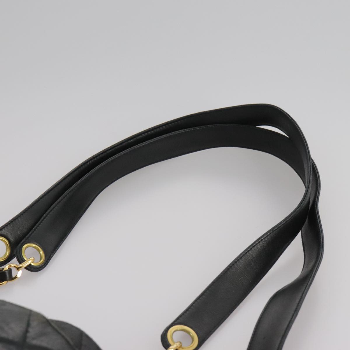 CHANEL Matelasse Chain Shoulder Bag Leather Gold Black CC 108965
