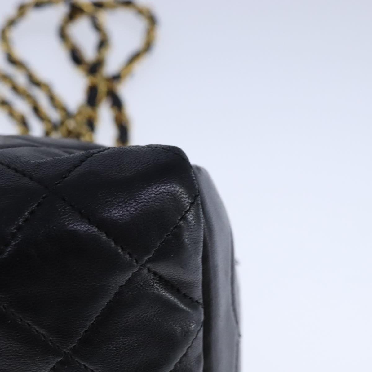 CHANEL Matelasse Chain Shoulder Bag Lamb Skin Black Gold CC 109056