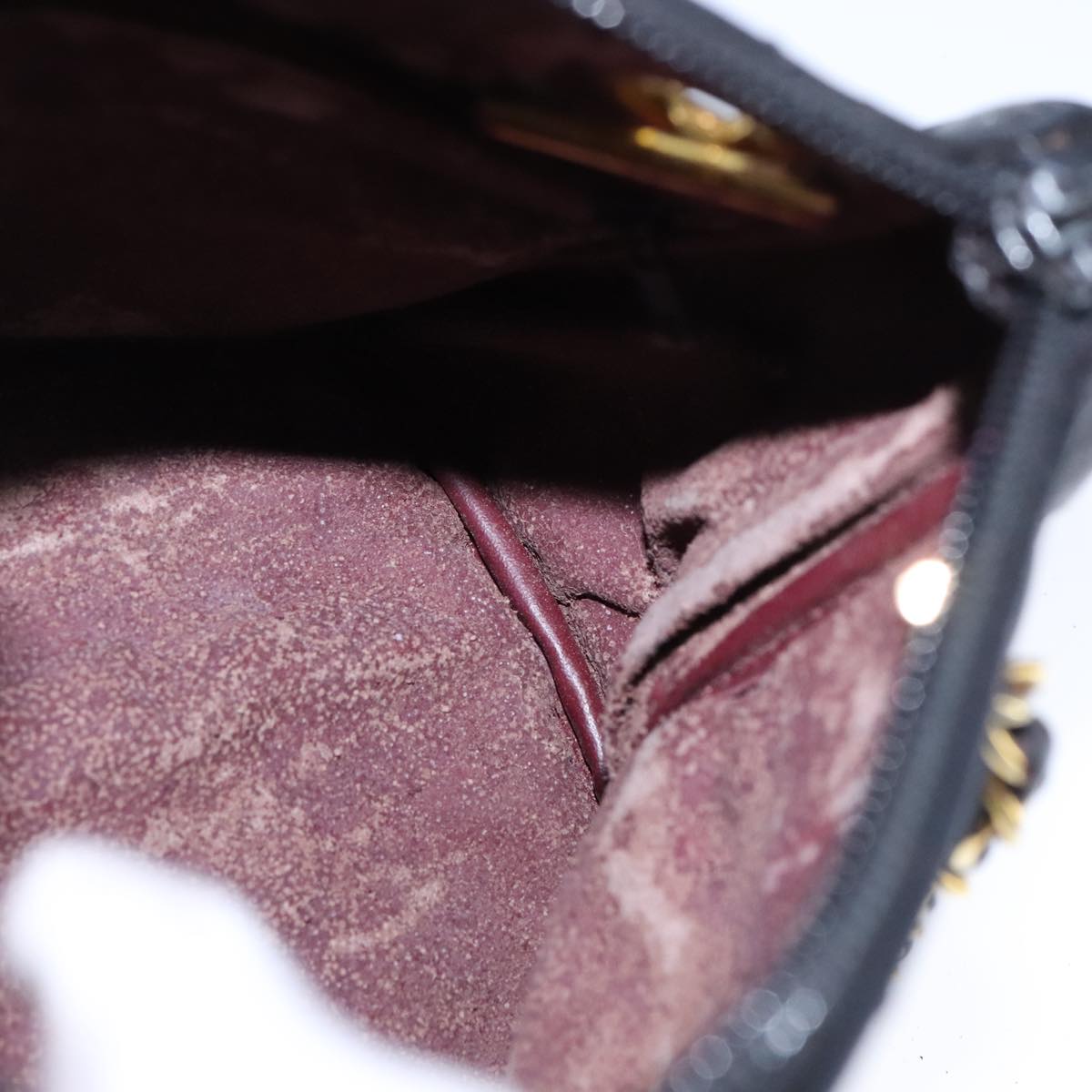 CHANEL Matelasse Chain Shoulder Bag Lamb Skin Black Gold CC 109056