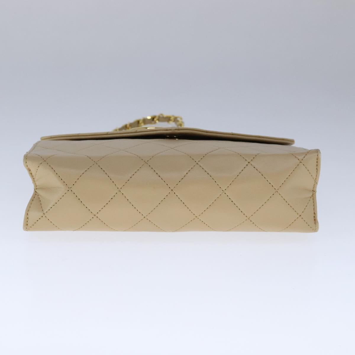 CHANEL Matelasse Big COCO Mark Chain Bag Lamb Skin Beige Gold CC 109065