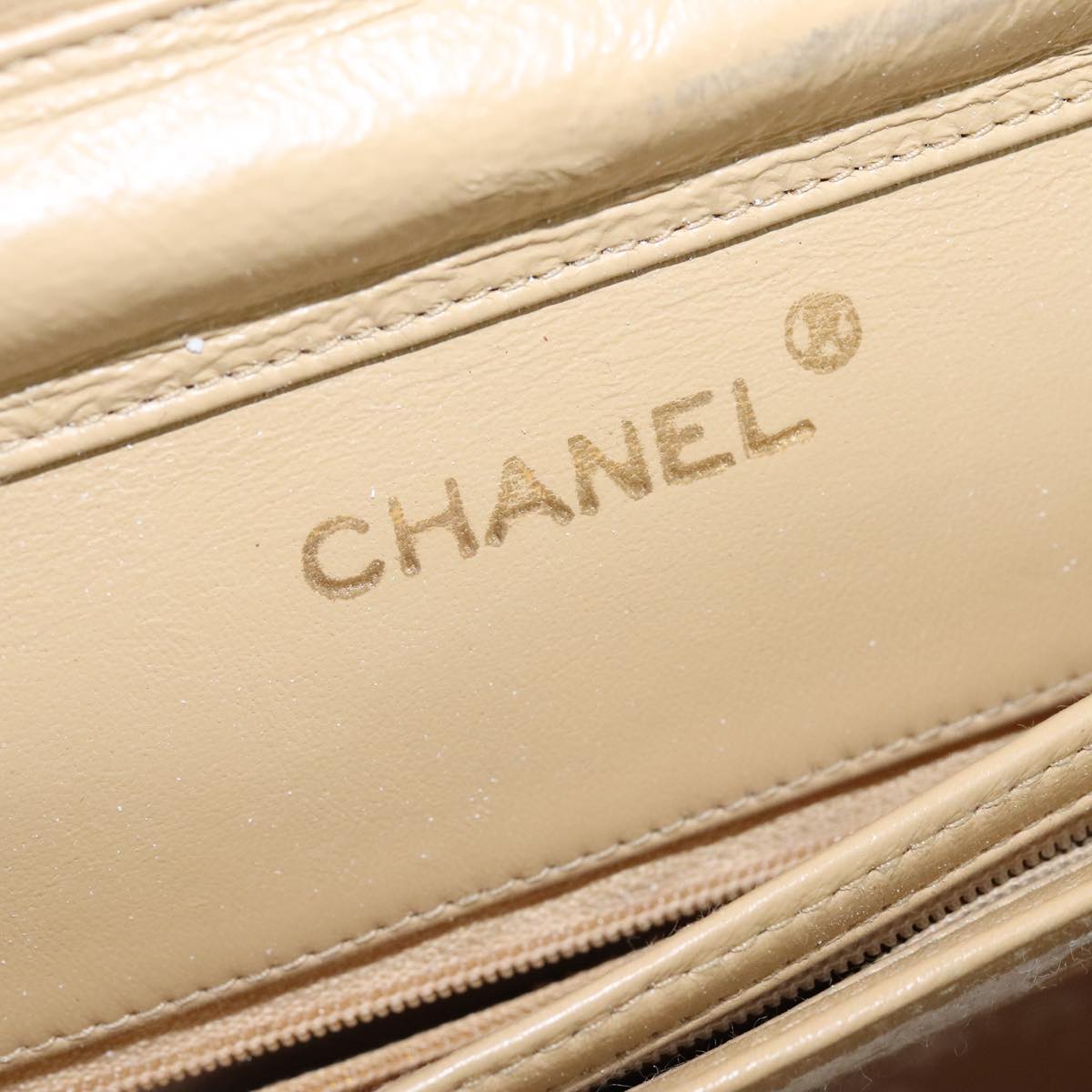 CHANEL Matelasse Chain Shoulder Bag Lamb Skin Beige Gold CC 109209