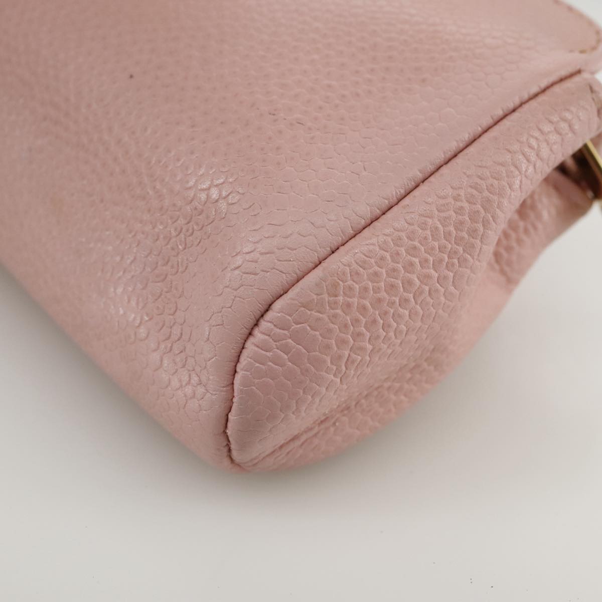 CHANEL COCO Mark Pouch Caviar Skin Pink Gold CC 109423